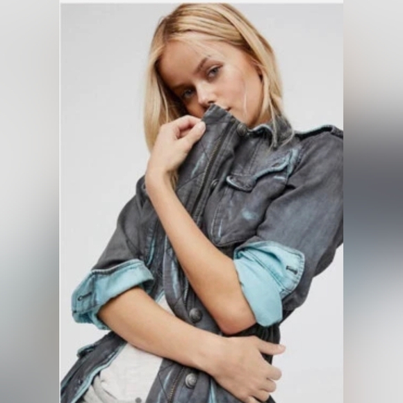 Free People Twill We Meet Again Utility Jacket Size: Small Like New - Picture 6 of 14